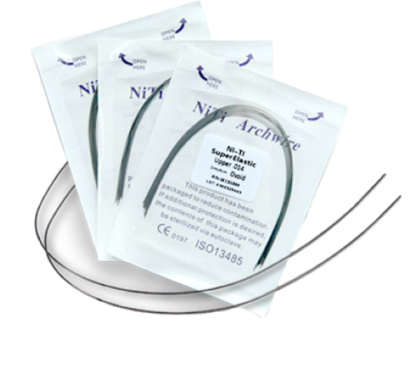 Round Niti Dental Orthodontic Arch Wires – Ovoid Shape, Assorted Sizes